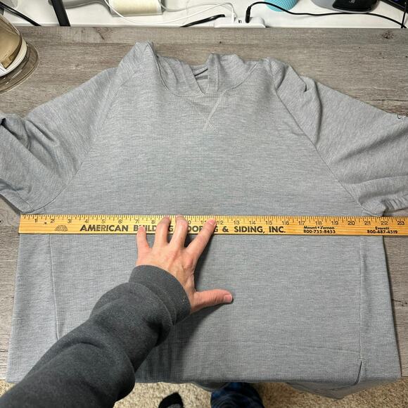 Icebreaker Long Sleeve Hooded Pullover Cool-Lite Gray Pockets Large Men's - Picture 10 of 12